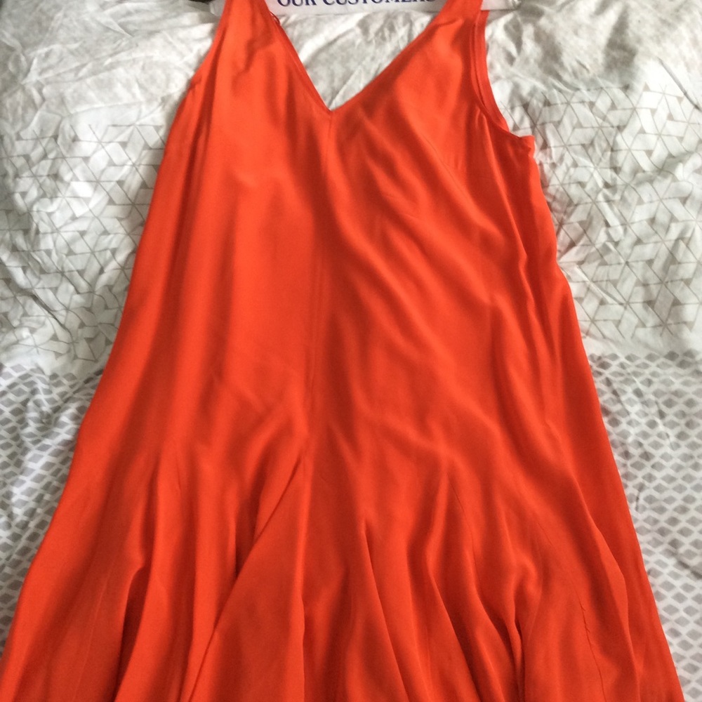 Fiery orange silk dress